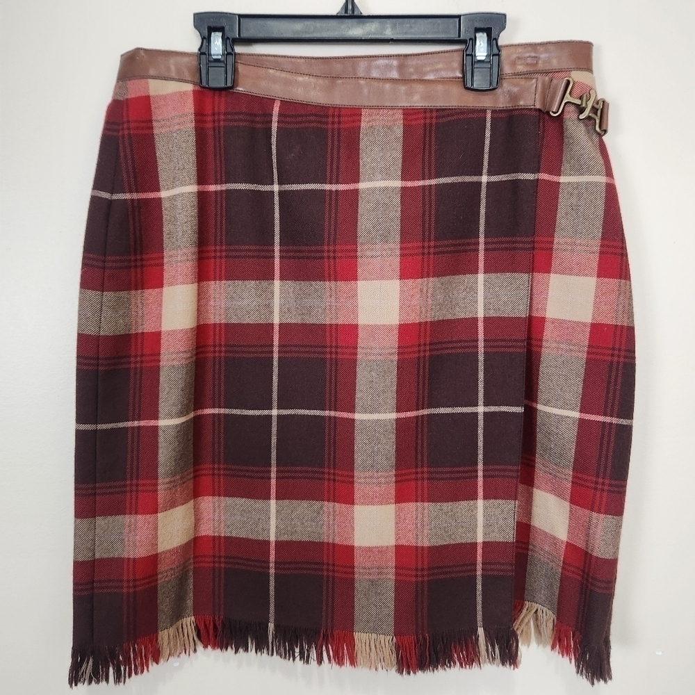 Jones New York Wool Plaid Kilt Skirt Size 8